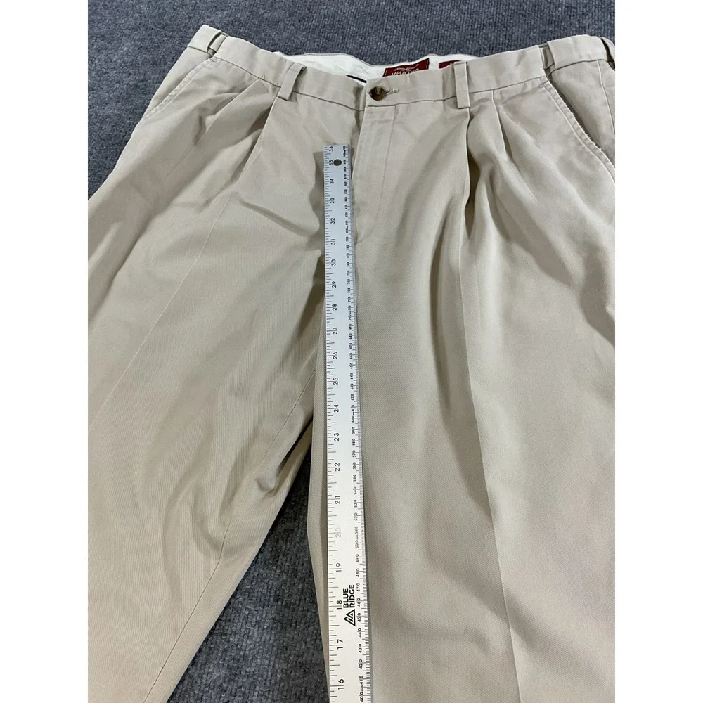 Eddie Bauer Khaki Pants Mens 40W Relaxed Fit Comfort Waist 100% Cotton Tan Casua